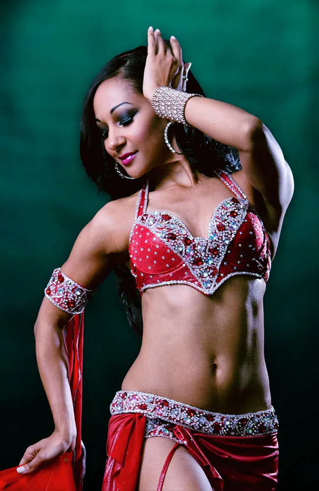 Hen party group dancing at a Belly Dance dance class in Doncaster