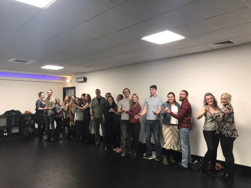 Hen party group dancing at a Strictly dance class in Lincoln