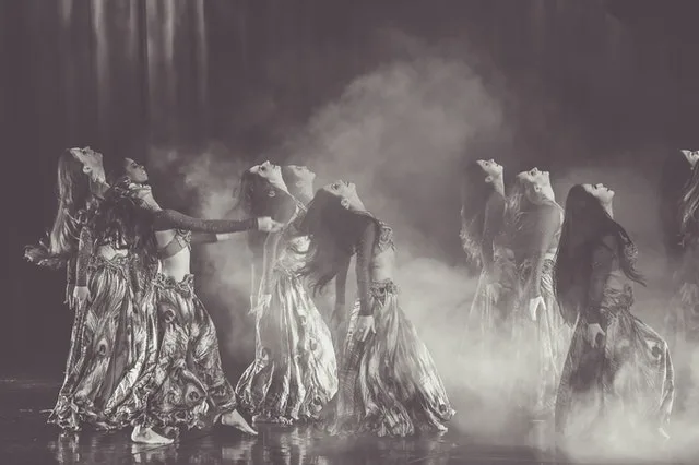 Adults learning belly dance at a dance class in Middlesbrough