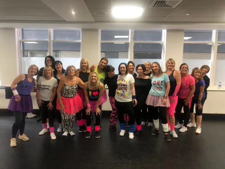 Hen party group dancing at a Flash Dance dance class in Northampton