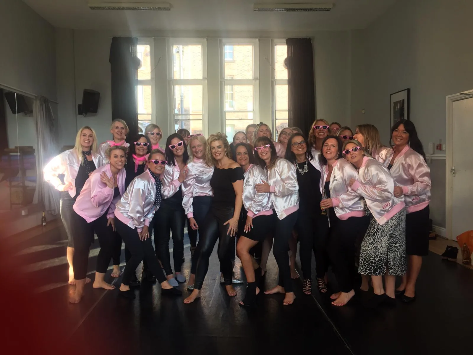 Hen party group dancing at a Grease dance class in Northampton